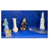 Vintage milk glass, Avon, clock and more