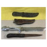 2 Vintage Knives with Sleeves, 1 Engraved from