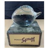 Peach Spree 2004. Glass peach on a marble base