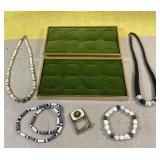 Vintage ring holders, necklaces, bracelet and more