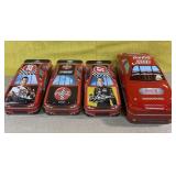 4 Coca Cola empty Nascar tins