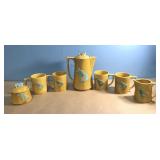 Vintage Japan ceramic wicker pear design tea set