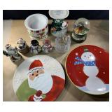 Christmas salt and pepper shakers, platters,