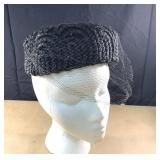 Vintage Glamour Felts 100% wool black net hat