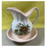 Vintage pitcher and bowl-7" tall