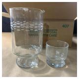 7 inch tall Crystal picture with eight glasses,
