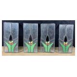 6 1/2 x 3 1/2 stain glass pieces. Lead is