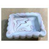 Vintage Akro Agate basketweave bottom ox blood ash