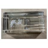 Vintage clear etched glass ashtray-Polo