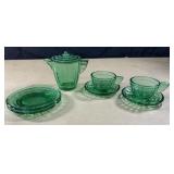 Vintage Akro Agate Green 2 Band Stacked Disc &