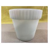 Vintage Akro Agate white marbled 4" planter