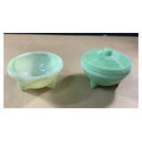 Vintage Akro Agate Concentric Ring Powder Jars-