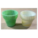 Vintage Akro Agate ribbed mini planters