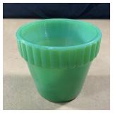 Vintage Akro Agate ribbed top flower pot