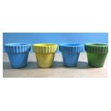 Vintage Akro Agate mini flower pots ribbed tops