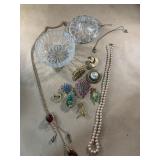 Vintage costume jewelry and trinket box