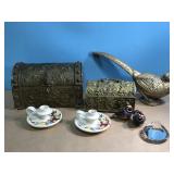 Two Vintage Chests, Two Handpainted Candle