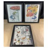 Three 9 x 11 Alice in wonderland prints
