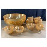 Vintage luster ware  punch bowl with 12 cups