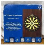 17" Paper Dartboard with 6 Steel Tip Darts,