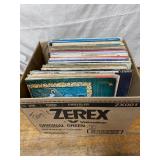 Box of vintage vinyl records