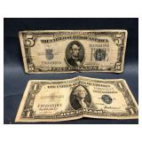 Blue Seal Silver $1 1935F & $5 1934A