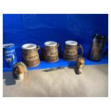 3 unique beer mugs, michelobe mug, stag opener