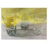 Three sets vintage jelly jar Glasses
