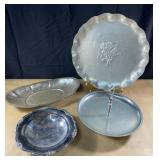 Vintage hammered aluminum & more serving pieces