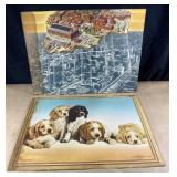 RARE Anheuser Busch Puppy Print & aerial view of
