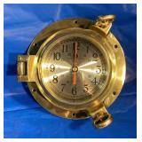 Ships clock 8 inch very clean golden clock