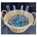 4 Glass Vile Vase/Jars, Textured Decorative