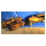 3 unique wooden cars