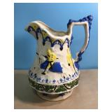 9" Vintage Horse Racing Ceramic Pitcher