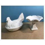 Vintage Milk Glass pieces with damage and repair