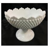 Vintage Fenton (?) hobnail milk glass bowl