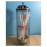 11.5" 1992 Coca-Cola Glass Straw Holder