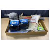 Hammer, hand sander, saw blade, zip ties, wire