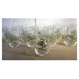10, 4.5" really cute juice glasses, with green