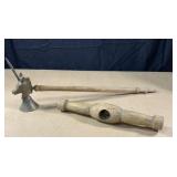 19" candle snuffer with brass unicorn head and a