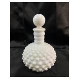 Vintage hobnail milk glass vanity bottle