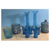 BEAUTIFUL vintage blue glass pieces