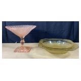 Antique depression glass-pink and amber