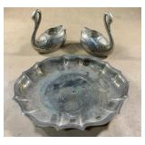 Oneida silver tray and a pair of silver plated