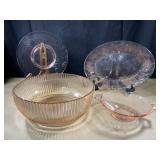 Vintage pink depression glass pieces