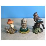 Cute Small Bird, Dog & Snail Figurines