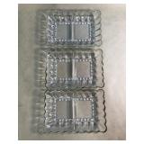 (3) 7x5" Glass Plates w/ Divider & Gold Rim