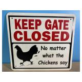 Plastic, 11.5"x12.5" chicken sign