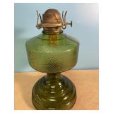 Vintage eagle, kerosene green etched glass oil