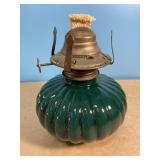 Vintage, Lamp light farms,  green ribbed glass